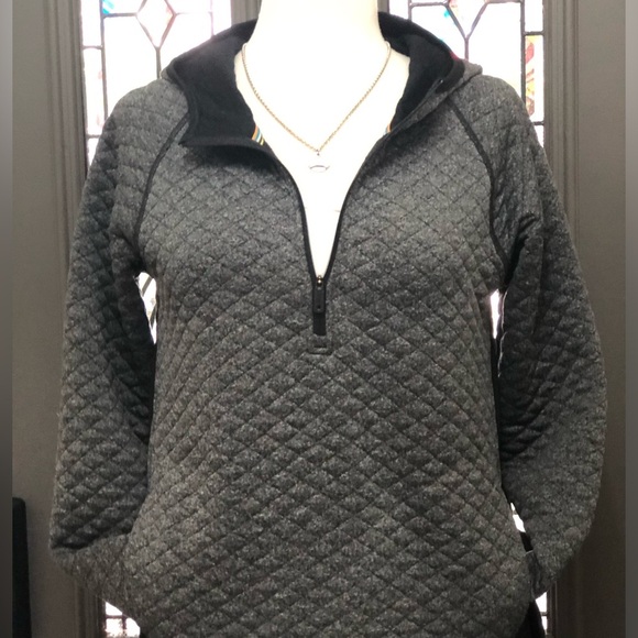 Smartwool Womens M Diamond Peak Quilted Pullover Gray Hoodie Wool Blend 1/4 Zip - Picture 4 of 11